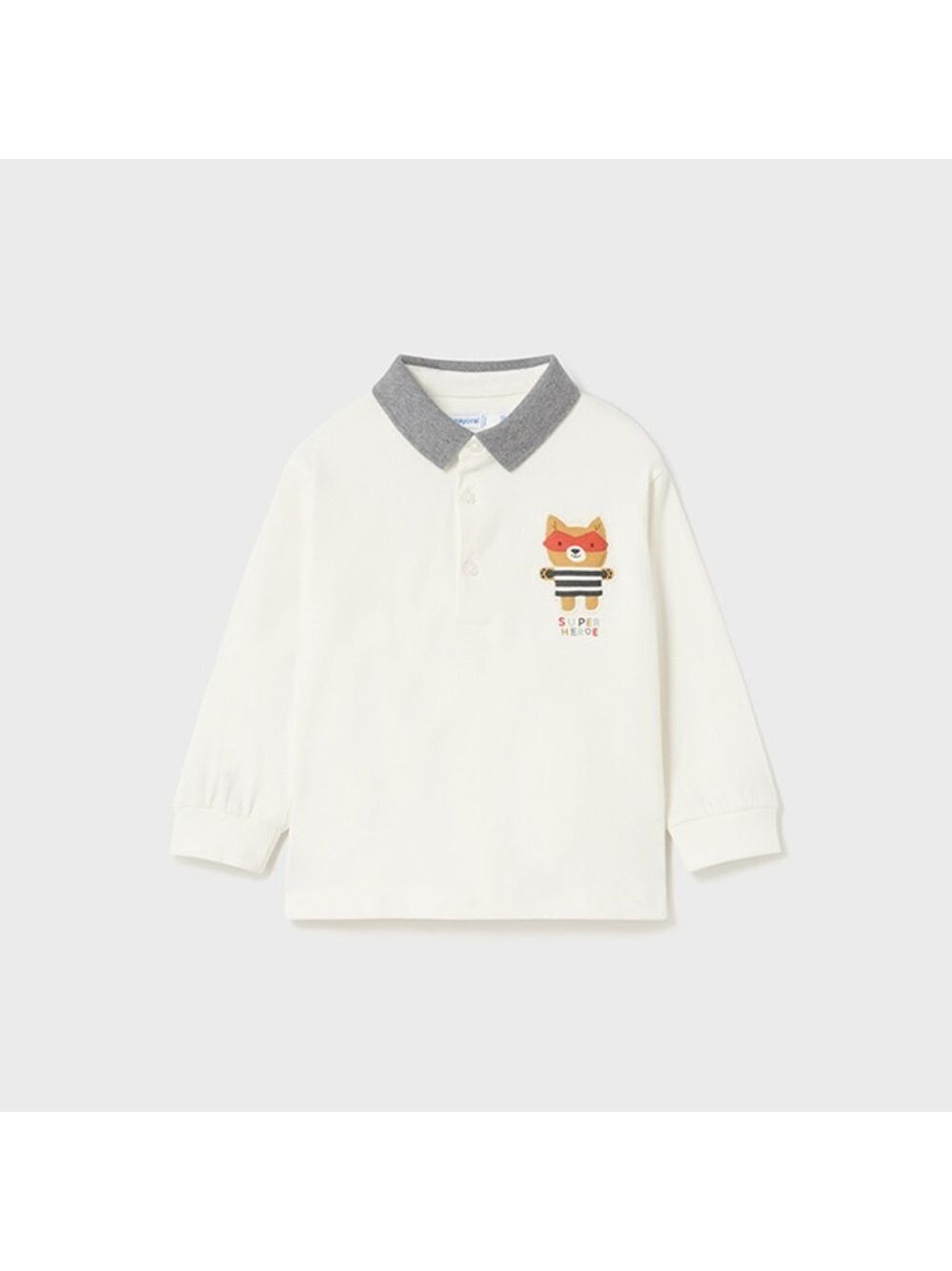 Size 12 months Mayoral White and Gray Polo with Fox Graphic